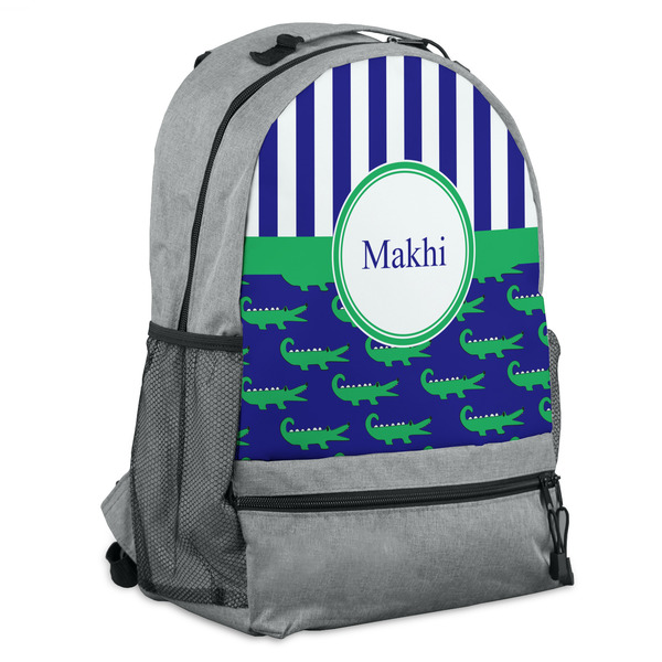 Custom Alligators & Stripes Backpack (Personalized)