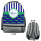 Alligators & Stripes Large Backpack - Gray - Front & Back View