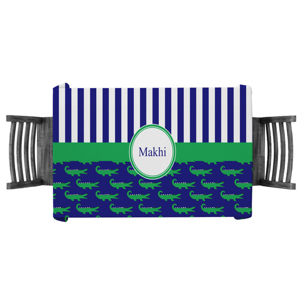 Custom Alligators & Stripes Tablecloth - 58"x58" (Personalized)