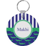 Alligators & Stripes Round Plastic Keychain (Personalized)