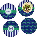 Alligators & Stripes Set of 4 Glass Lunch / Dinner Plate 10" (Personalized)