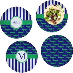 Alligators & Stripes Set of 4 Glass Lunch / Dinner Plate 10" (Personalized)