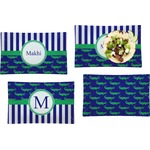 Alligators & Stripes Set of 4 Glass Rectangular Lunch / Dinner Plate (Personalized)