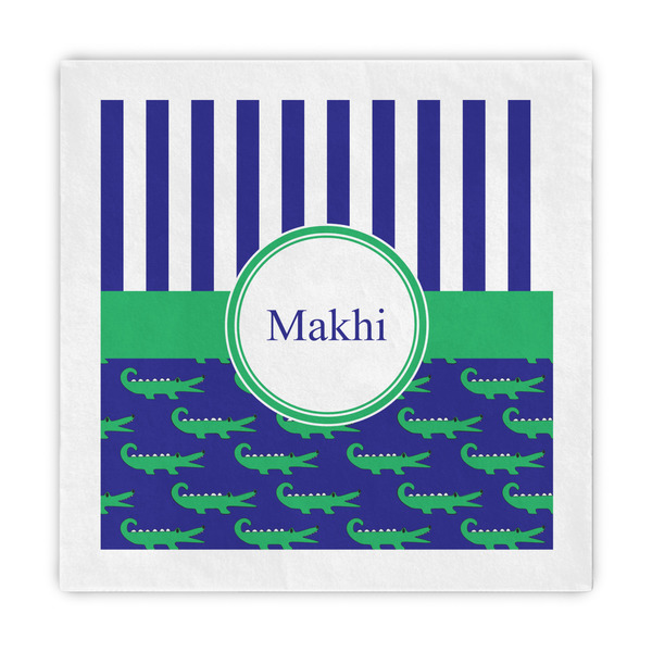 Custom Alligators & Stripes Decorative Paper Napkins (Personalized)