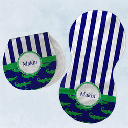 Alligators & Stripes Burp Pads - Velour - Set of 2 w/ Name or Text