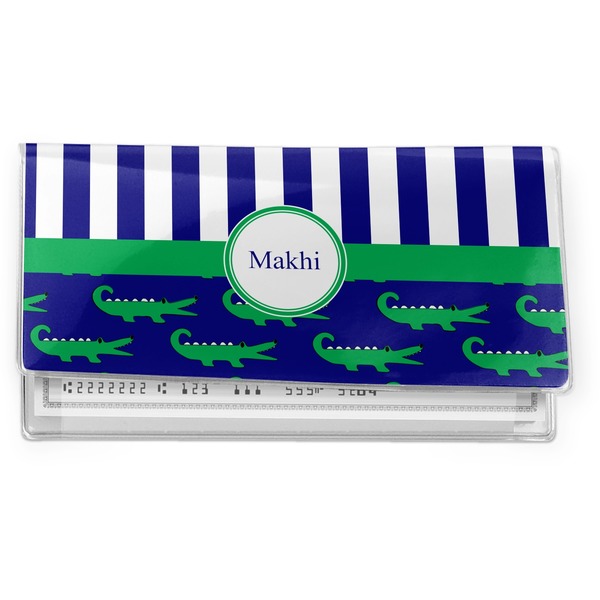 Custom Alligators & Stripes Vinyl Checkbook Cover (Personalized)