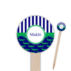 Alligators & Stripes 6" Round Wooden Food Picks - Double Sided (Personalized)