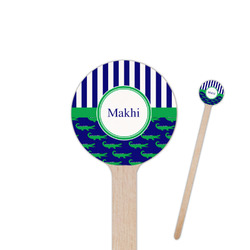 Alligators & Stripes 7.5" Round Wooden Stir Sticks - Double Sided (Personalized)