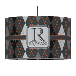 Modern Chic Argyle 12" Drum Pendant Lamp - Fabric (Personalized)