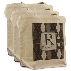 Modern Chic Argyle Reusable Cotton Grocery Bags - Set of 3 (Personalized)