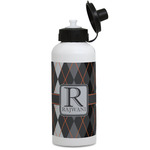 Modern Chic Argyle Water Bottles - Aluminum - 20 oz - White (Personalized)