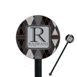 Modern Chic Argyle 5.5" Round Plastic Stir Sticks - Black - Double Sided (Personalized)