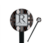 Modern Chic Argyle 7" Round Plastic Stir Sticks - Black - Double Sided (Personalized)