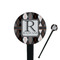 Modern Chic Argyle Black Plastic 7" Stir Stick - Round - Closeup