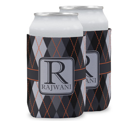 Modern Chic Argyle Can Cooler (12 oz) w/ Name and Initial