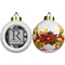 Modern Chic Argyle Ceramic Christmas Ornament - Poinsettias (APPROVAL)