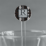 Modern Chic Argyle 7" Round Plastic Stir Sticks - Clear (Personalized)