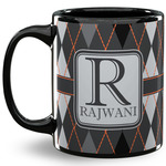 Modern Chic Argyle 11 Oz Coffee Mug - Black (Personalized)