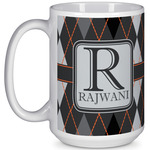 Modern Chic Argyle 15 Oz Coffee Mug - White (Personalized)