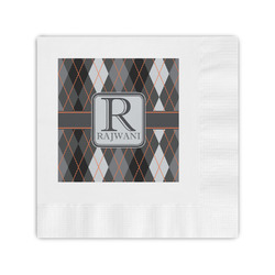 Modern Chic Argyle Coined Cocktail Napkins (Personalized)