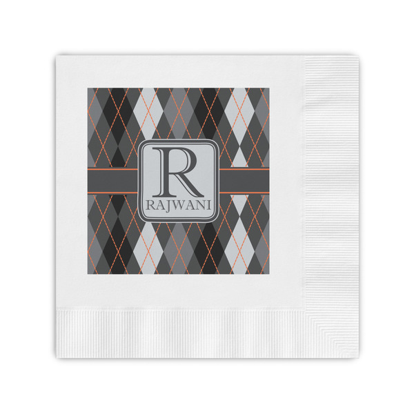 Custom Modern Chic Argyle Coined Cocktail Napkins (Personalized)