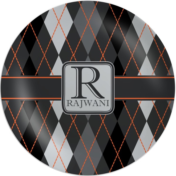 Custom Modern Chic Argyle Melamine Plate (Personalized)