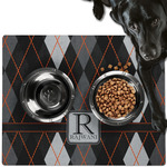 Modern Chic Argyle Dog Food Mat - Large w/ Name and Initial