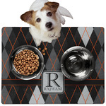 Modern Chic Argyle Dog Food Mat - Medium w/ Name and Initial