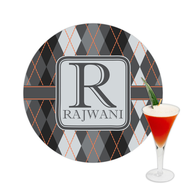 Custom Modern Chic Argyle Printed Drink Topper -  2.5" (Personalized)