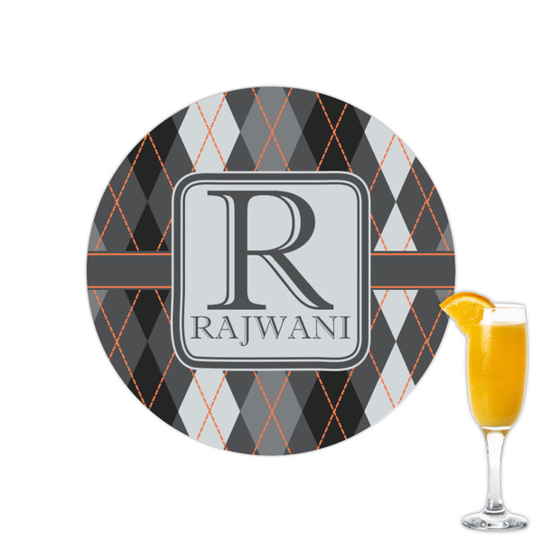 Custom Modern Chic Argyle Printed Drink Topper - 2.15" (Personalized)