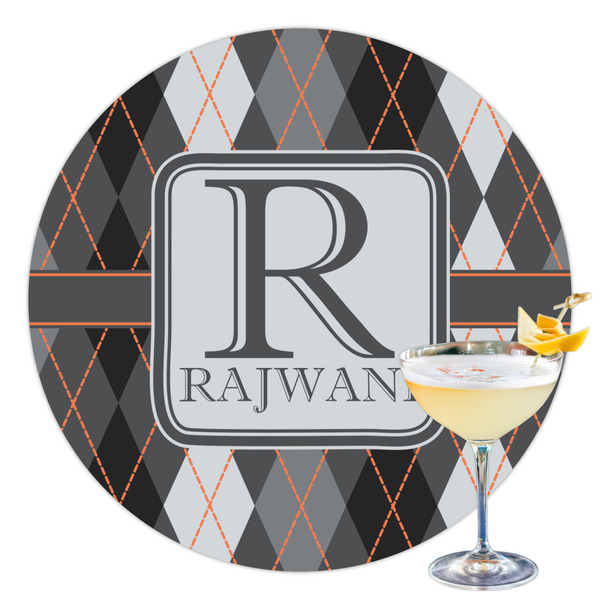 Custom Modern Chic Argyle Printed Drink Topper - 3.5" (Personalized)