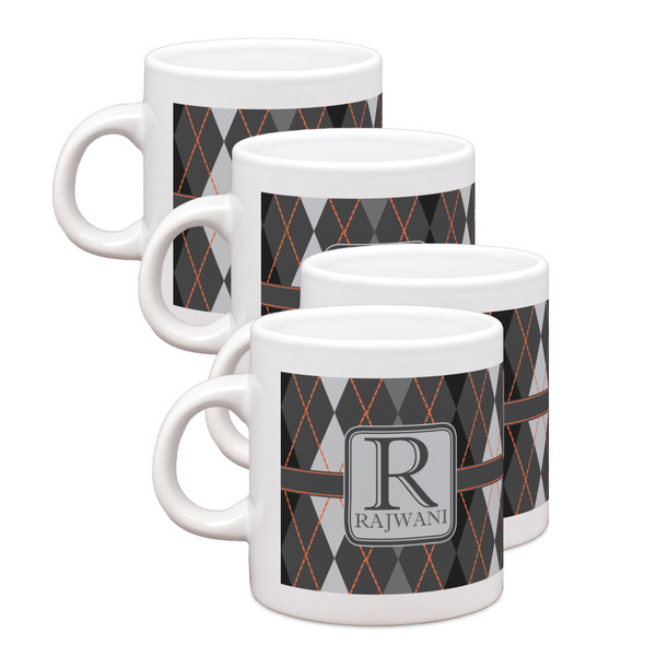 Custom Modern Chic Argyle Single Shot Espresso Cups - Set of 4 (Personalized)