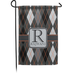 Modern Chic Argyle Small Garden Flag - Single Sided w/ Name and Initial