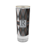 Modern Chic Argyle 2 oz Shot Glass -  Glass with Gold Rim - Single (Personalized)