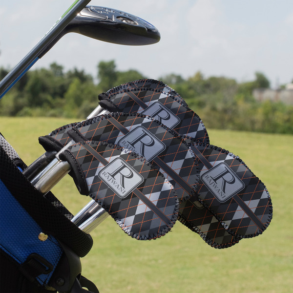 Custom Modern Chic Argyle Golf Club Iron Cover - Set of 9 (Personalized)