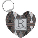 Modern Chic Argyle Heart Plastic Keychain w/ Name and Initial