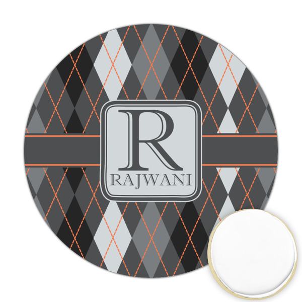 Custom Modern Chic Argyle Printed Cookie Topper - 2.5" (Personalized)