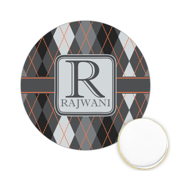 Custom Modern Chic Argyle Printed Cookie Topper - 2.15" (Personalized)