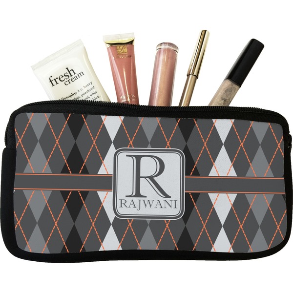 Custom Modern Chic Argyle Makeup / Cosmetic Bag - Small (Personalized)