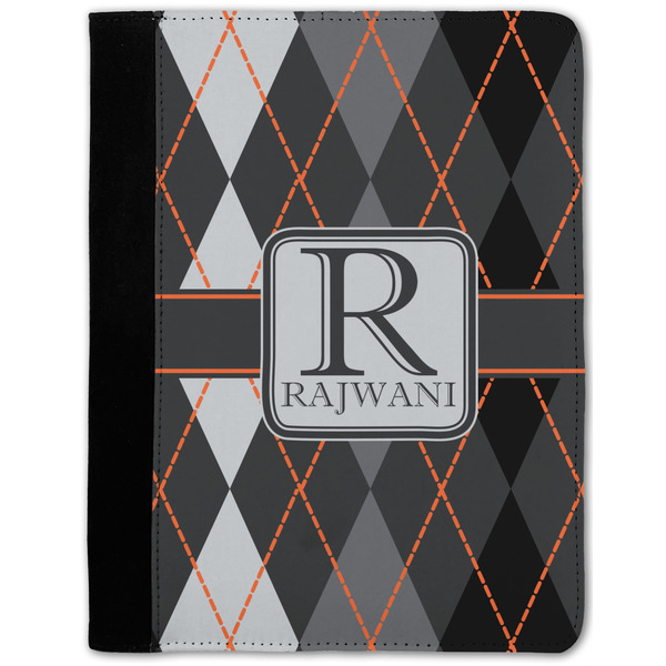 Custom Modern Chic Argyle Notebook Padfolio - Medium w/ Name and Initial