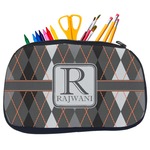 Modern Chic Argyle Neoprene Pencil Case - Medium w/ Name and Initial