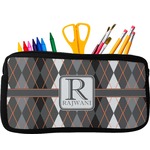 Modern Chic Argyle Neoprene Pencil Case - Small w/ Name and Initial