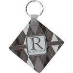 Modern Chic Argyle Diamond Plastic Keychain w/ Name and Initial