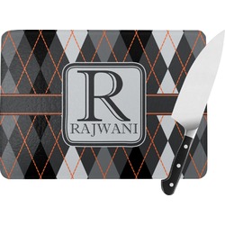 Modern Chic Argyle Rectangular Glass Cutting Board (Personalized)