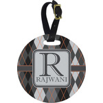 Modern Chic Argyle Plastic Luggage Tag - Round (Personalized)