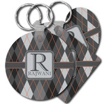 Modern Chic Argyle Plastic Keychain (Personalized)