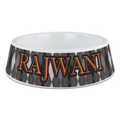 Modern Chic Argyle Plastic Dog Bowl - Large (Personalized)