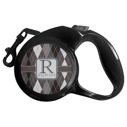 Modern Chic Argyle Retractable Dog Leash - Small (Personalized)