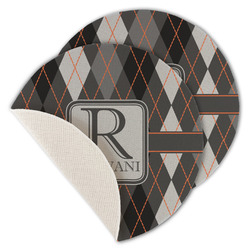 Modern Chic Argyle Round Linen Placemat - Single Sided - Set of 4 (Personalized)
