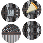 Modern Chic Argyle Set of 4 Glass Appetizer / Dessert Plate 8" (Personalized)